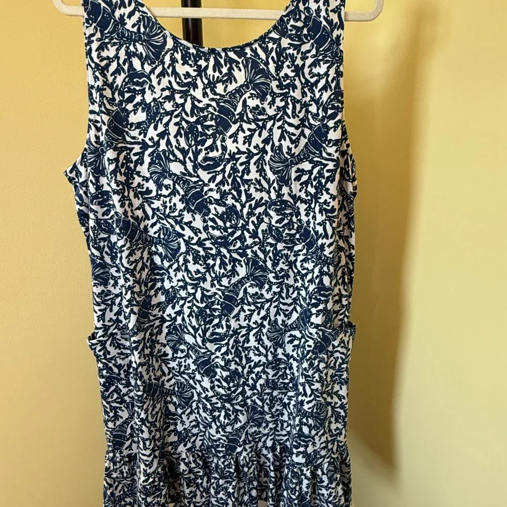 NWT: Lilly Pulitzer Kristen Flounce Dress with Pockets in Oyster Bay Blue - Picture 3 of 5